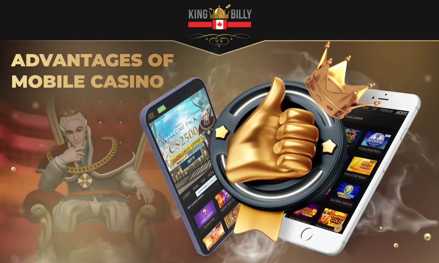 King Billy mobile casino has many advantages for canadian users