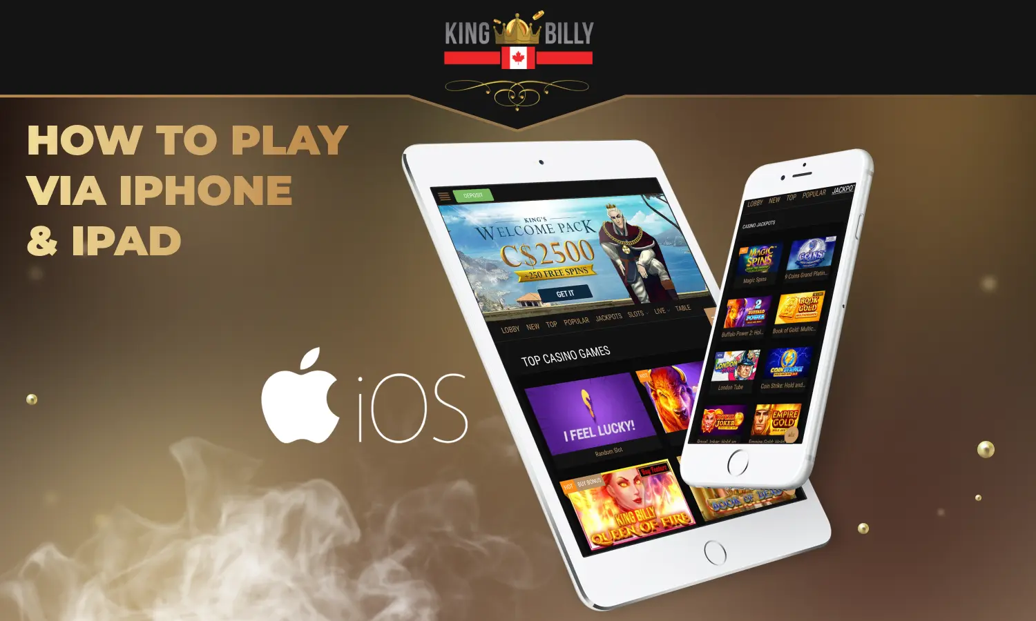 Canadian users Can Play King Billy Mobile Casino from any iOS device