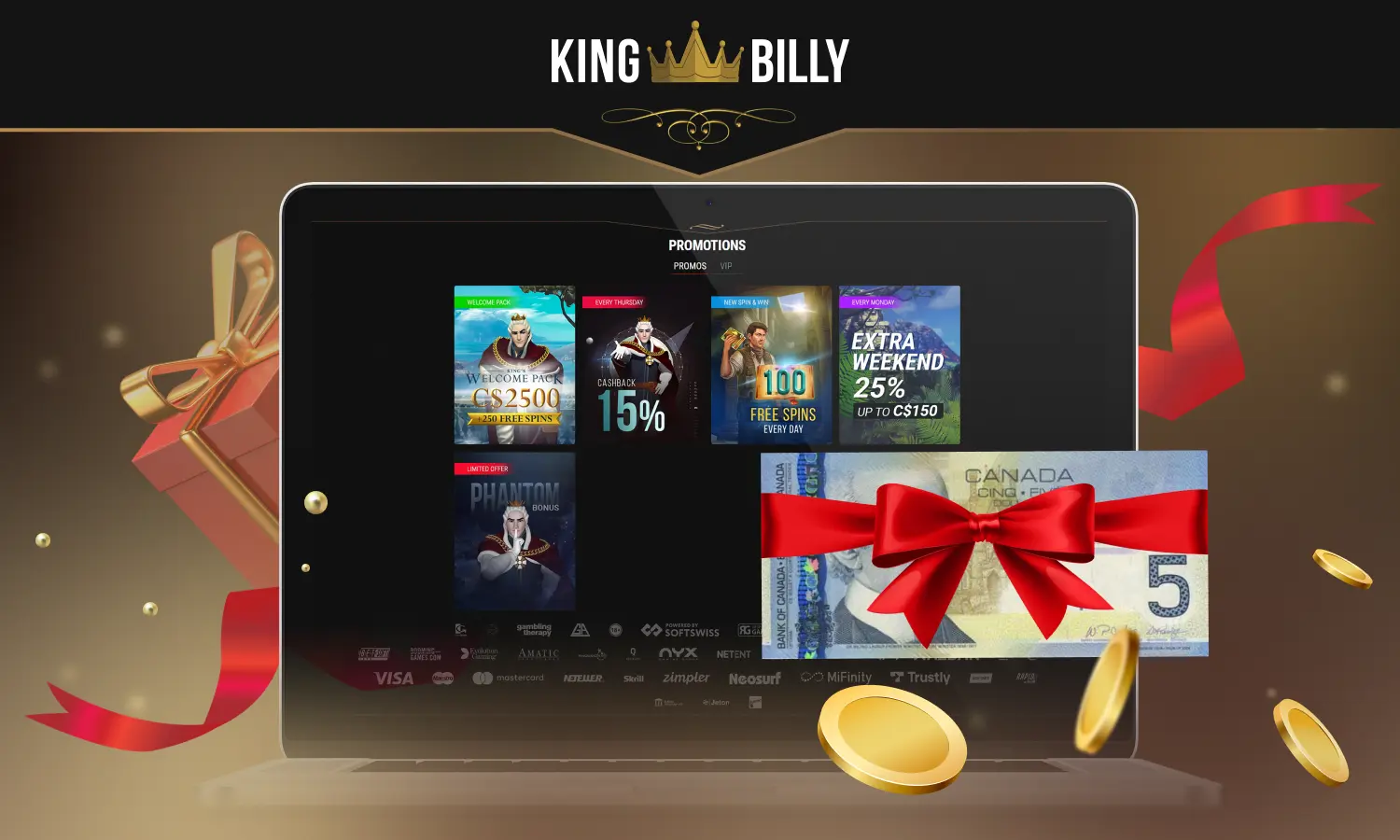 King Billy casino often releases various no deposit bonus for Canadian players